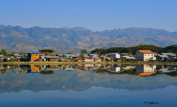 Paisagem Inle Lake Myanmar Inle Lake Lago Raso Meio Mianmar — Fotografia de Stock