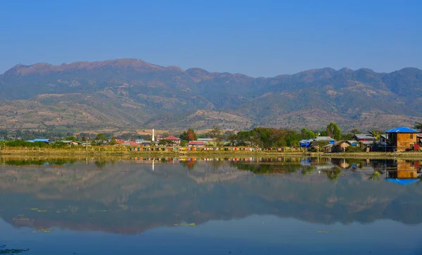 Paisagem Inle Lake Myanmar Inle Lake Lago Raso Meio Mianmar — Fotografia de Stock