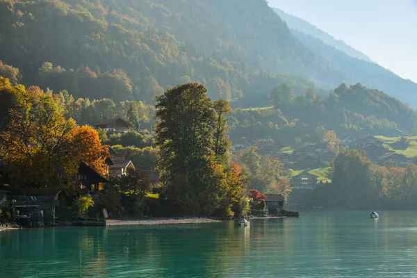 Wunderschöne Landschaft Des Brienzersees Schweiz Der Türkisfarbene Brienzer See Liegt — Stockfoto