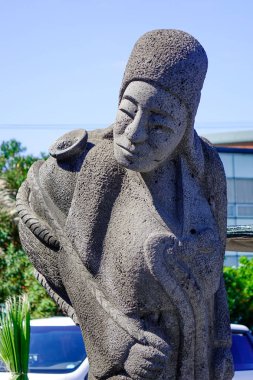 Dol-Harubang heykel Jeju Adası, Güney Kore. Jeju Adası, tam eski dedesi anlamı ana bir semboldür.