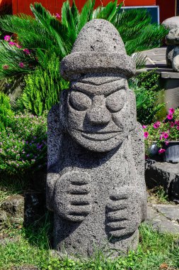 Dol-Harubang heykel Jeju Adası, Güney Kore. Jeju Adası, tam eski dedesi anlamı ana bir semboldür.