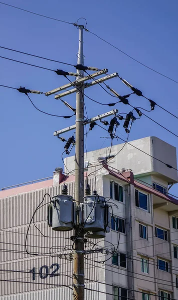 Jeju Corea Del Sur Septiembre 2016 Pilón Eléctrico Alambre Bajo — Foto de Stock