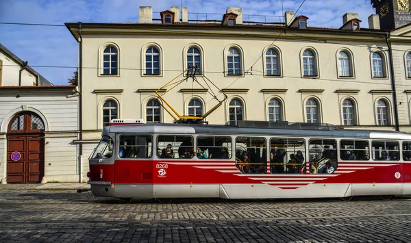 Prag Tschechien 2018 Retro Straßenbahn Der Altstadt Von Prag Praha — Stockfoto