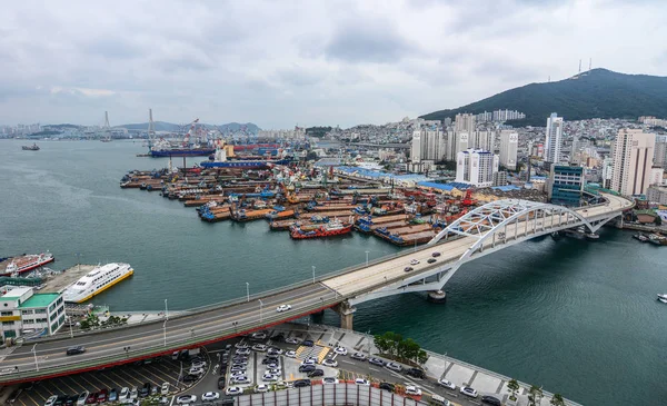 Busan Coreia Sul Setembro 2016 Vista Aérea Ponte Yeongdodaegyo Com — Fotografia de Stock