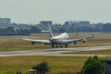 Saigon, Vietnam - 19 Şubat 2019. Bir Boeing 747-400f uçak Çin Hava Yolları Kargo Tan oğlu Nhat Havalimanı (Sgn) Saigon (Ho Chi Minh City), Vietnam'nda açılış.
