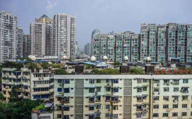 Chengdu, Çin - 20 Ağustos 2016. Chengdu, Çin apartmanlar. Güneybatı Çin Sichuan eyaletinin Chengdu başkentidir.