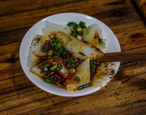 Traditionelle Sichuanudeln Mit Chilisoße Lokalen Restaurant Chengdu China — Stockfoto