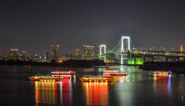 Nattbild Tokyo Bay Japan Regionen Tokyo Bay Både Det Mest — Stockfoto