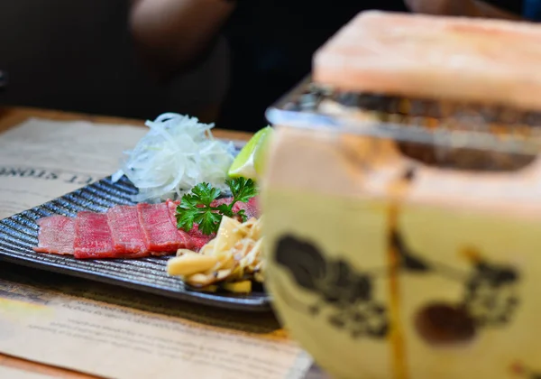 Grătar Tradițional Afumat Tokachi Wagyu Carne Vită Restaurantul Japonez — Fotografie, imagine de stoc