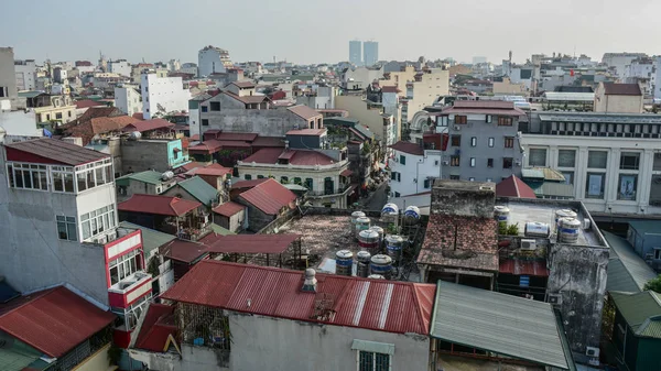 Eski çeyrek Hanoi, Vietnam havadan görünümü — Stok fotoğraf