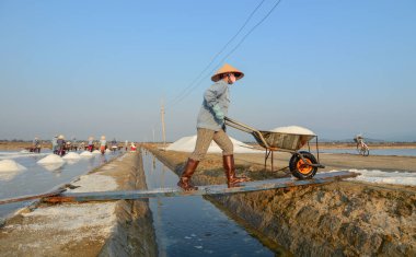 Yaz tuz sahada çalışan insanlar