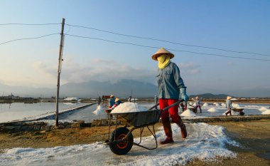 Yaz tuz sahada çalışan insanlar