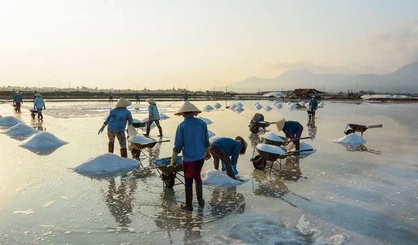 Yaz tuz sahada çalışan insanlar