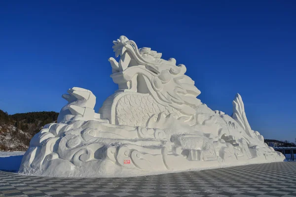 LED a sníh sochařství v Harbin, Čína — Stock fotografie