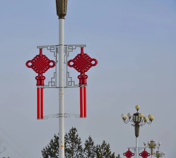 중국 장식 램프 게시물 — 스톡 사진