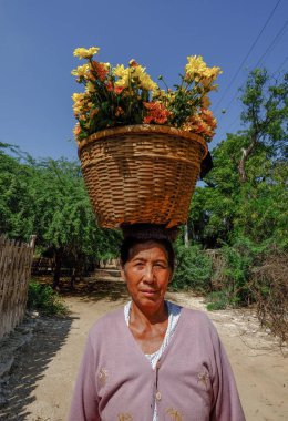 Bagan, Myanmar'da bir satıcı 