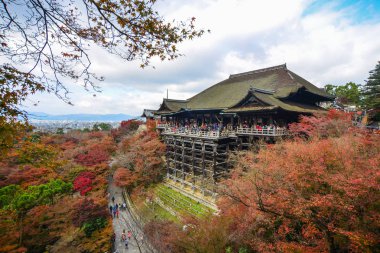 Kyoto sonbaharda Kiyomizu Tapınağı, Japonya