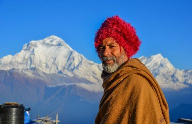 Nepali people on mountain  clipart