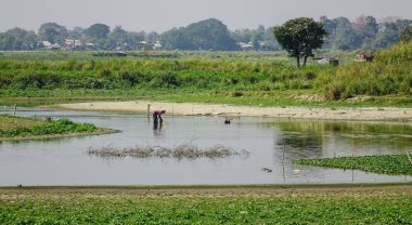 Mandalay, Myanmar'daki kırsal manzara 