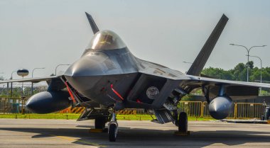 Changi, Singapur'da F-22 Raptor uçağı 