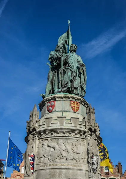 Bruges Ana Meydanı'ndaki Anıt, Belçika — Stok fotoğraf