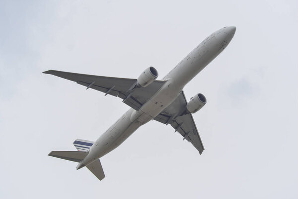 Tokyo, Japan - Apr 17, 2019. F-GZNI Air France Boeing 777-300ER taking-off from Narita Airport (NRT). Narita is one of the main international hubs in Japan.