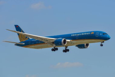 Saygon, Vietnam - 19 Şubat 2019. Vn-A864 Vietnam Airlines Boeing 787-9 Dreamliner Tan Son Nhat Havaalanı 'na iniş (Sgn).