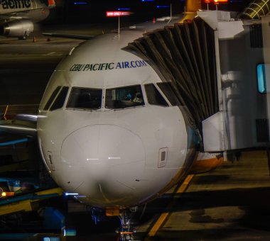 Saigon, Vietnam - 4 Aralık 2018. Cebu Pasifik Saigon (Ho Chi Minh City), Vietnam Tan Son Nhat Havaalanı (Sgn) yerleştirme, bir Airbus A320 uçağı.