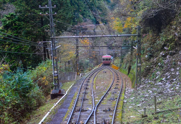 Cablecar Działa Torze Kolejowym Mount Koya Koyasan Kansai Japonia — Zdjęcie stockowe