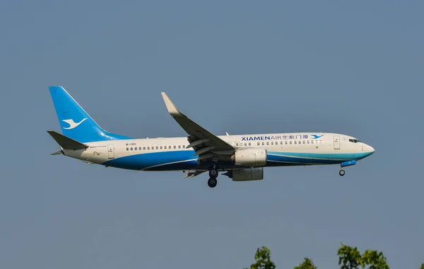 Bangkok Thailand Apr 2018 Boeing 737 Airplane Xiamen Air Landing — Stock Photo, Image