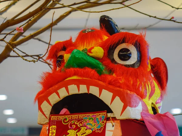 Leão Dança Tradicional Chinês Para Decorações Durante Ano Novo Lunar — Fotografia de Stock