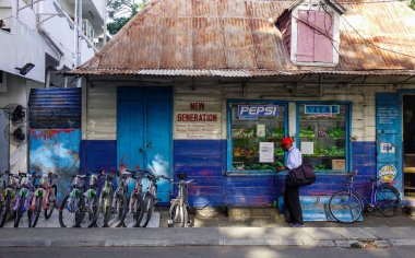 Port Louis, Mauritius - 13 Ocak 2017. Port Louis, Mauritius'ta bir market. Port Louis ülke ekonomik, kültürel ve siyasi merkezidir.