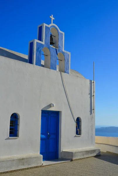 Blå Ortodoxa Kyrkan Santorini Island Santorini Mest Populära Öarna Världen — Stockfoto