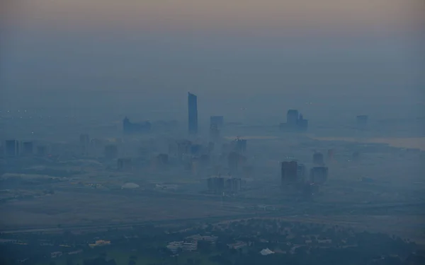 Vista Aérea Ciudad Dubai Amanecer Vista Azotea Del Edificio Burj —  Fotos de Stock