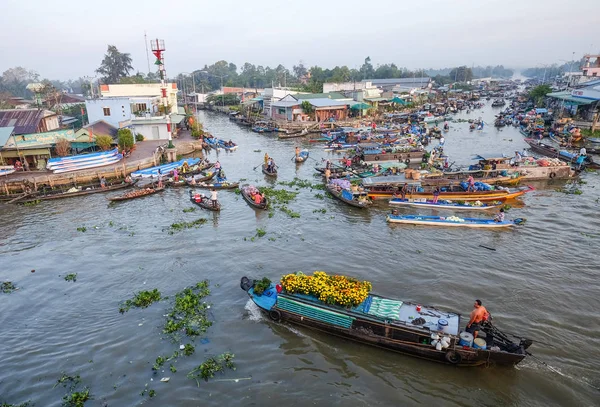 Can Tho Vietnam Februar 2016 Schwimmender Markt Zur Frühlingszeit Can — Stockfoto