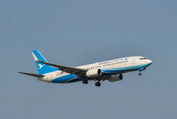 Bangkok Thailand Apr 2018 Boeing 737 Airplane Xiamen Air Landing — Stock Photo, Image