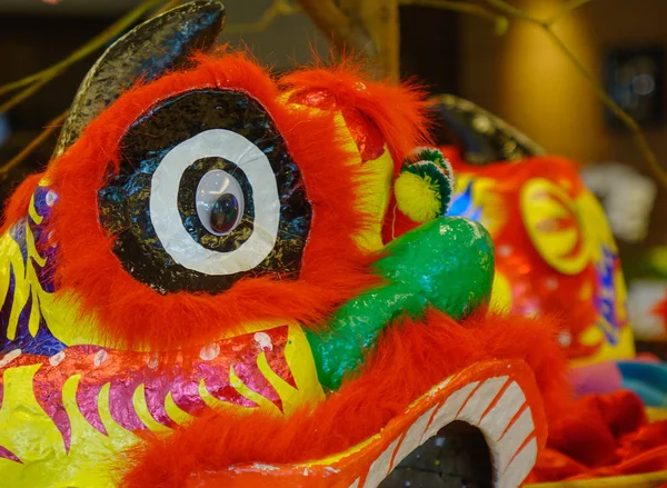 Leão Dança Tradicional Chinês Para Decorações Durante Ano Novo Lunar — Fotografia de Stock