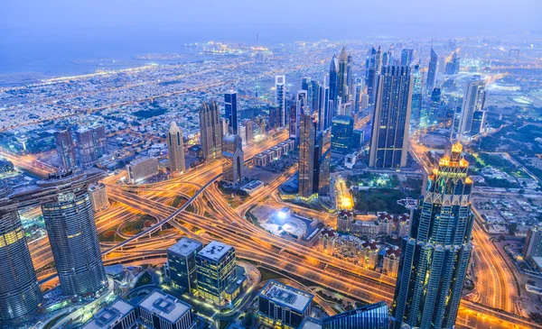 Dubai Arabiemiirikunnat Joulukuu 2018 Aerial Näkymä Dubai City Yöllä Näkymä — kuvapankkivalokuva