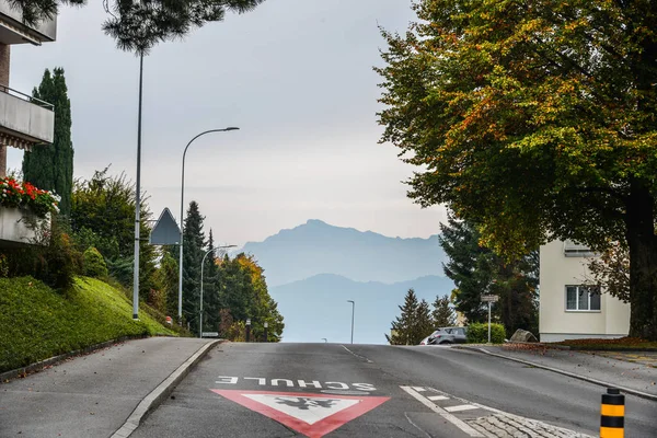 Lucerne Sviçre Ekim 2018 Luzern Sviçre Yaz Gününde Kırsal Yol — Stok fotoğraf
