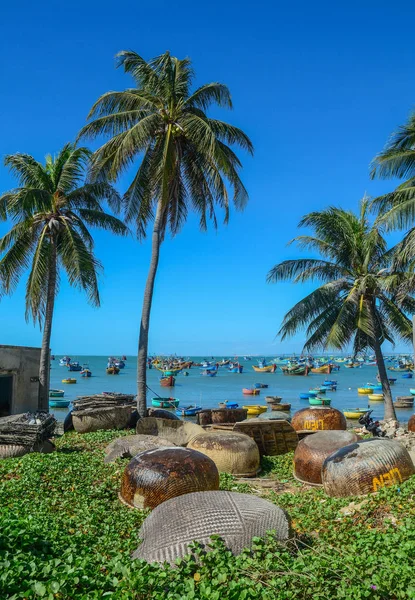 Palmové Stromy Košíky Pláži Nha Trang Vietnam — Stock fotografie