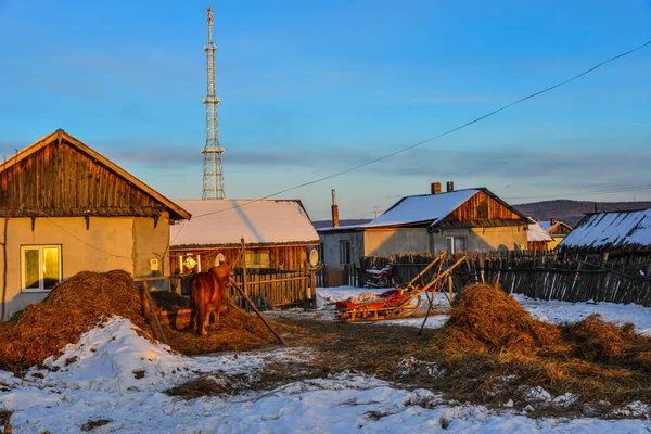 Heilongjiang China Feb 2018 Pueblo Nieve Invierno Provincia Heilongjiang Norte —  Fotos de Stock