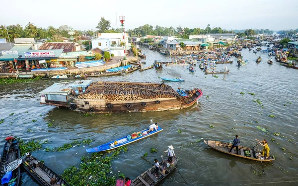 Can Tho Vietnam Feb 2016 Vista Del Mercato Galleggiante Cai — Foto Stock