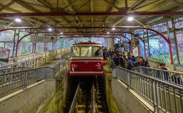 Osaka Japan Nov 2016 Eine Seilbahn Hält Koyasan Bahnhof Auf — Stockfoto