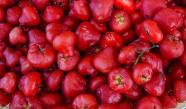 Java elma (Gül elma) Mauritius Adası'nda yerel pazarda.