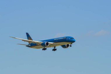 Saygon, Vietnam - 19 Şubat 2019. Vn-A864 Vietnam Airlines Boeing 787-9 Dreamliner Tan Son Nhat Havaalanı 'na iniş (Sgn).