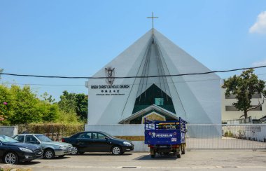 Penang, Malezya - 11. Penang George Town de kilisenin cephe, Malezya. George Town Penang Malezya adasının renkli çok kültürlü başkenti.