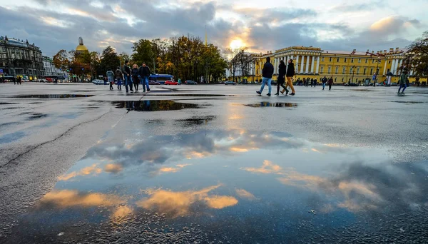 São Petersburgo Rússia Outubro 2016 Vista Praça Palácio Crepúsculo São — Fotografia de Stock