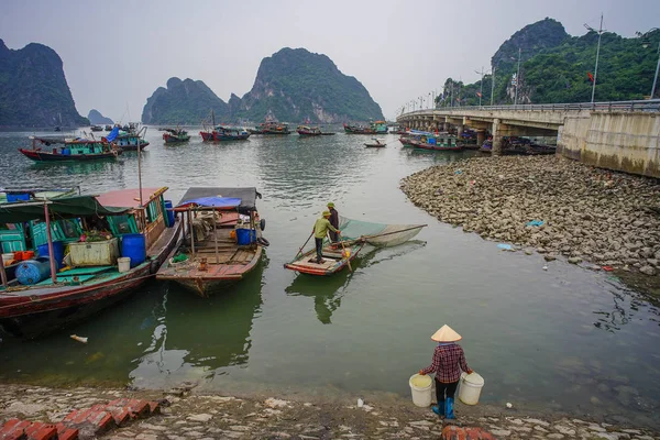 Long Vietnam Május 2017 Hektár Long Halászhajókikötő Vietnam Long Bay — Stock Fotó