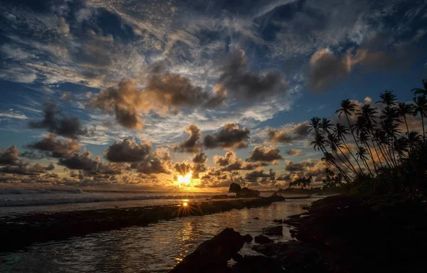 Nascer Sol Mar Hikkaduwa Sri Lanka — Fotografia de Stock