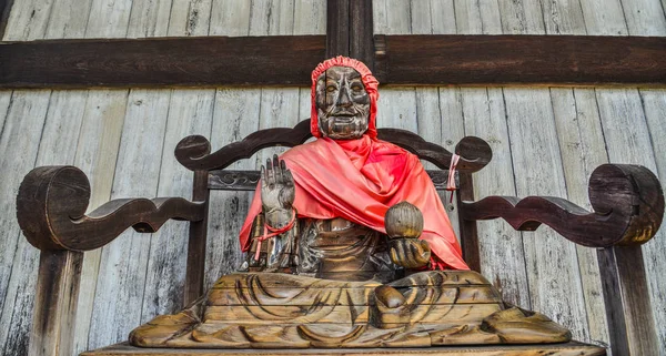 Estátua Madeira Binzuru Antiga Templo Daibutsu Den Todai Nara Japão — Fotografia de Stock